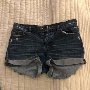 Free People High Waisted Button Up Denim Shorts